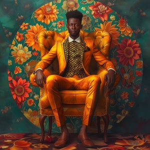 Immersion of Flowers Art, Black Art Prints, Black People Art, Black Boy Art, African American Wall Art, Dorm Room Art, Black Owned Shops