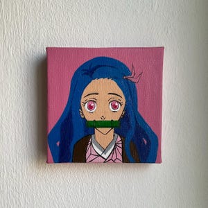 Nezuko Kamado Anime Art Painting | Hand-Painted Acrylic Fanart | Demon Slayer Wall Decor | Anime Gift