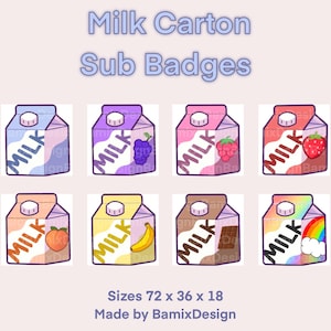 Cute Milk Carton | Sub Badges | Bit Badges | Channel Point Icons | Twitch | Discord | Kick | Streamers