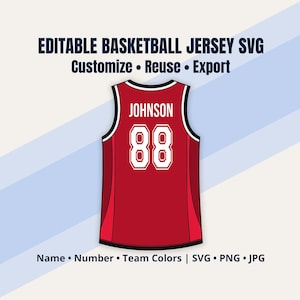 Customizable Basketball Jersey SVG, Personalized Name and Number Basketball Player Jersey
