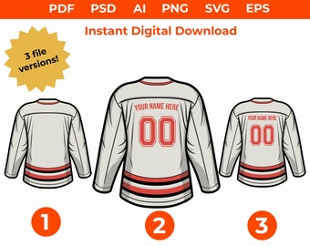 Hockey SVG, Hockey Jersey SVG, Light Gray Hockey Jersey Design Files Set, png, pdf, psd, ai, eps, svg