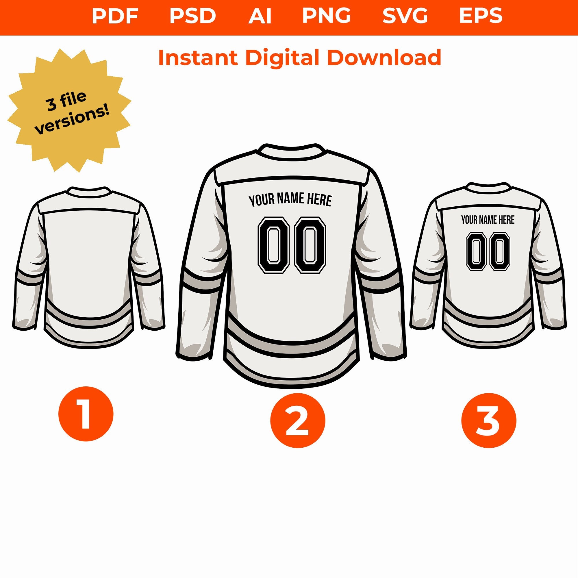 Hockey SVG, Hockey Jersey SVG, White Hockey Jersey Design Files