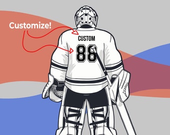 Customizable Hockey SVG, Hockey Player SVG, Hockey Goalie Player with Customizable Jersey Name and Number, Instant Digital Download