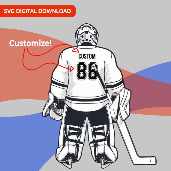 Customizable Hockey SVG, Hockey Player SVG, Hockey Goalie Player with Customizable Jersey Name and Number, Instant Digital Download
