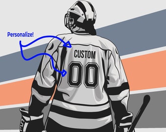 Customizable Hockey SVG, Hockey Player SVG, Girl Hockey Player with Customizable Jersey Name and Number, Instant Digital Download