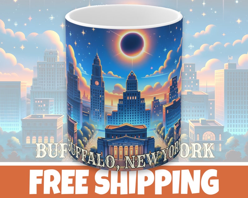 Buffalo New York 2024 Total Eclipse Mug New York Eclipse Mug for April
