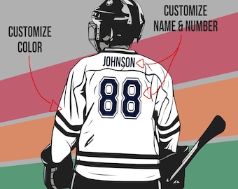 Hockeyspieler PSD, Hockeyspieler PSD, Hockeyspieler mit anpassbarem Trikot-Namen, Nummer und Farbe Sofortiger digitaler Download
