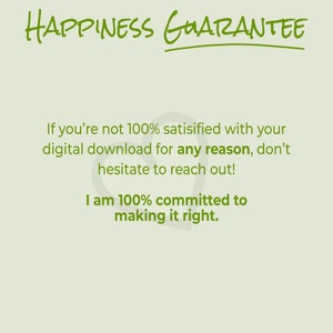 a green background with a text that reads happiness guarantee if you're not 100