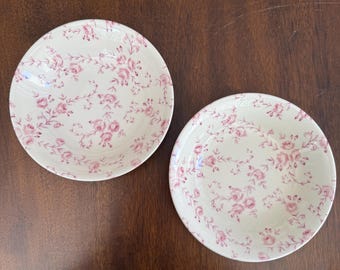 Pair of Vintage Royal Stafford Rose Pink and White Floral Salad Bowls