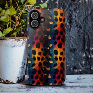 3D-telefoonhoesje met luipaardprint, neon cheetah-spots iPhone 16 Pro Max Cover, psychedelische dierenhuid, 15 14 13 Mini 12 11 X Xr Xs Se 8 7 Plus