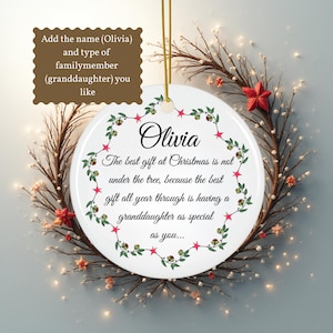 Granddaughter Christmas Ornament, Personalized Grandparent Ornament, Grandkids Ornament, Grandson Ornament, Niece Ornament,Daughter Ornament