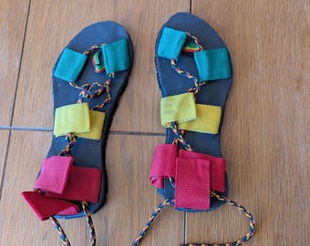Handcrafted Rasta Sandals | Upcycled Tire Sole | Unisex | Artisan Kenya | Boho Festival