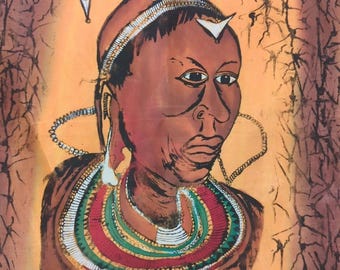 African Warrior Art Canvas Oli Painting 27' X 30'