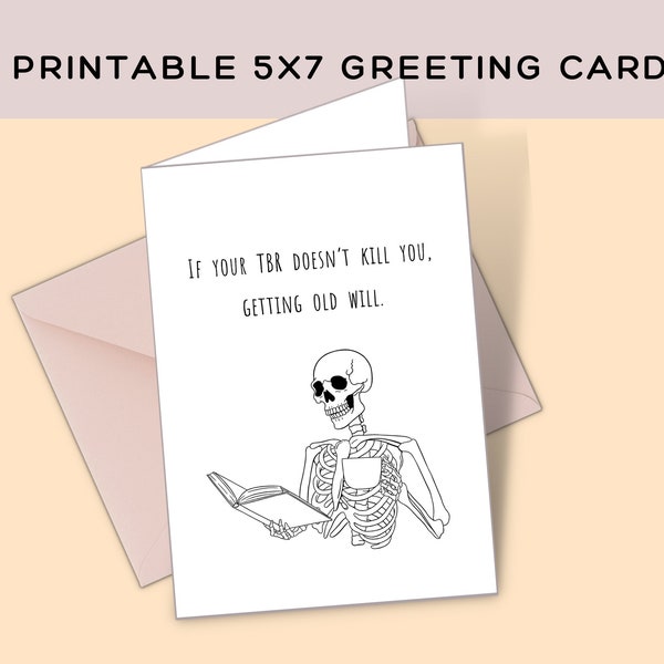 Death by TBR Printable Birthday Card || Greeting Cards for Book Lovers || Printable Greeting Card || Birthday Card for Book Lovers