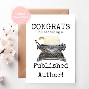 Gefeliciteerd gepubliceerde auteur afdrukbare kaart || Wenskaarten voor auteurs en schrijvers || Afdrukbare wenskaart || Proficiat voor de auteurs