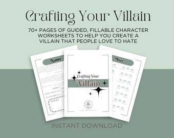 Charakter Arbeitsbuch || Basteln Sie Ihren Schurken || Digitaler oder druckbarer Schreibplan, Charakter-Profile, Roman-Vorlagen, NaNoWriMo Prep
