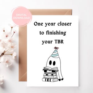 Fertigstellen Ihrer TBR druckbaren Geburtstagskarte || Grußkarten für Buchliebhaber || Druckbare Grußkarte || Geburtstagskarte für Buchliebhaber
