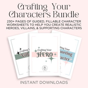Character Workbooks || Crafting Your Characters Bundle || Digital or Printable Writing Planners, Character Profile, Novel Templates