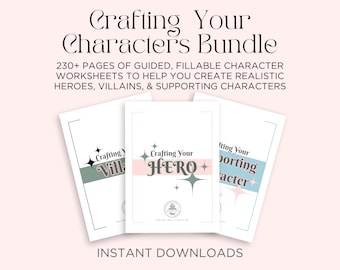 Character Workbooks || Crafting Your Characters Bundle || Digital or Printable Writing Planners, Character Profile, Novel Templates