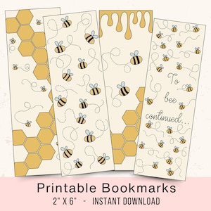 Bee Bookmarks || Printable Bookmarks || Digital Bookmark || Instant ...
