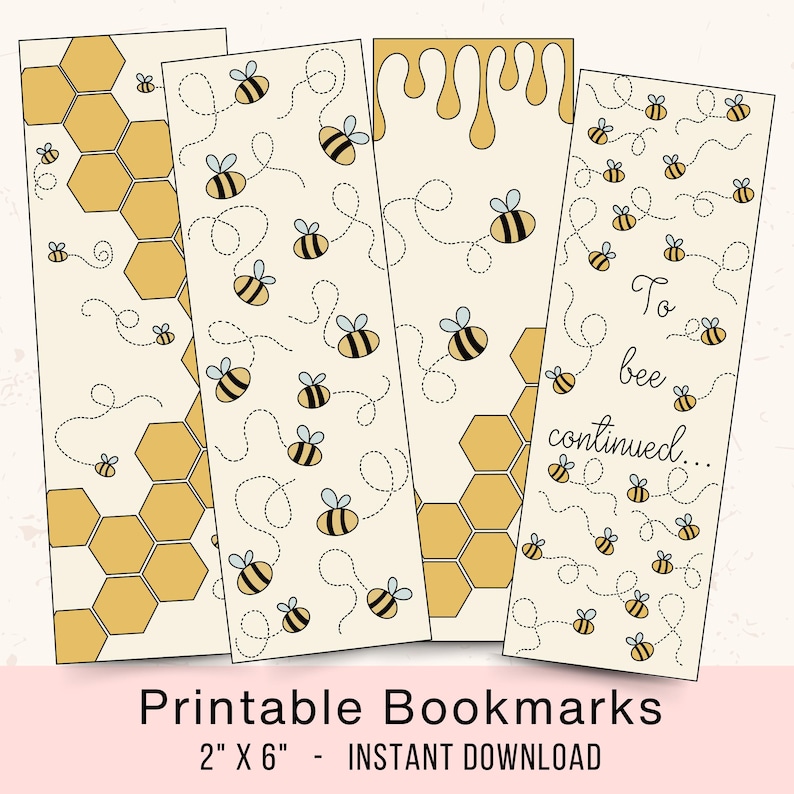 Bee Bookmarks || Printable Bookmarks || Digital Bookmark || Instant ...