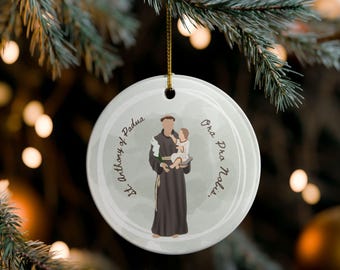 Adorno de cerámica de San Antonio de Padua / Decoración navideña católica