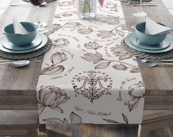 Camino de mesa mariano XL en marrón (algodón, poliéster) / Decoración católica para el hogar