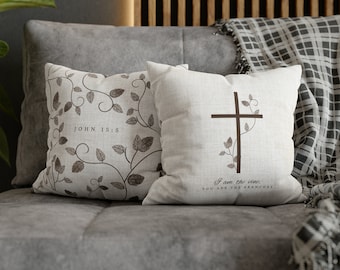 Funda de almohada de vid y ramas / Decoración católica para el hogar