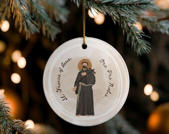 Adorno de cerámica de San Francisco de Asís / Decoración navideña católica