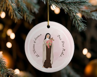 Adorno de cerámica de Santa Teresita de Lisieux / Decoración navideña católica