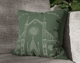 Funda de almohada Nicene Creed en verde / decoración del hogar católico