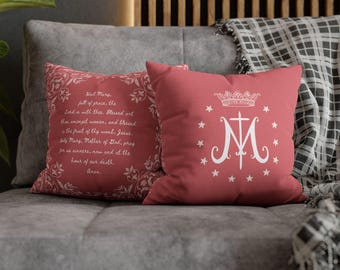Funda de almohada Ave María en color rosa / Funda de almohada católica