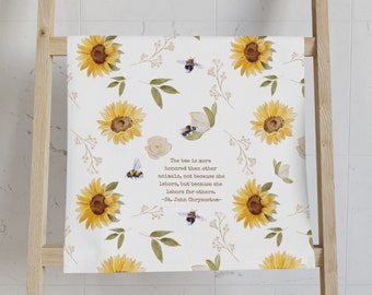 Bee & Sunflower Hand Towel | &quot;Do Small Things with Great Love&quot;