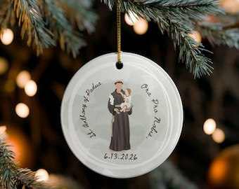 Adorno de cerámica de San Antonio de Padua / Decoración navideña católica