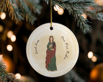 Adorno de cerámica de Santa Lucía / Decoración navideña católica