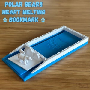 Polar Bears Heart Melting 3D Printed Bookmark - Momma Bear and Cub Exploring Ice