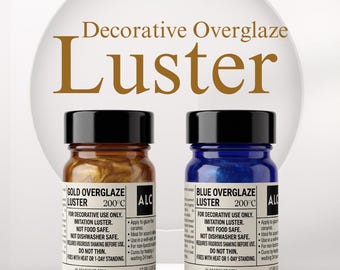 Gold Blue Luster Overglaze Paint for Ceramics, Ready to Use Decorative Finish