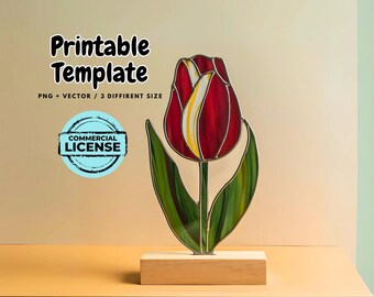 Floral Tulip Stained Glass Pattern: Easy DIY Template (Digital Download)