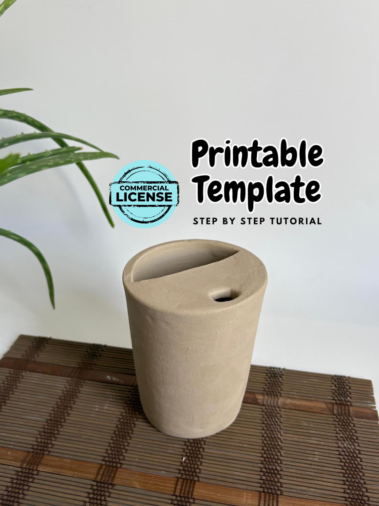 Travel Tumbler Slab Template: Ceramic Mug DIY (PDF)