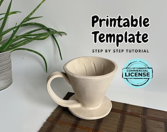 V60 Coffee Dripper Pottery Slab Template: DIY Ceramic Guide (Digital Download)