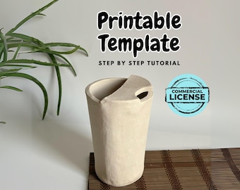 Tall Tumbler Mug Slab Template: DIY Pottery Project (PDF)