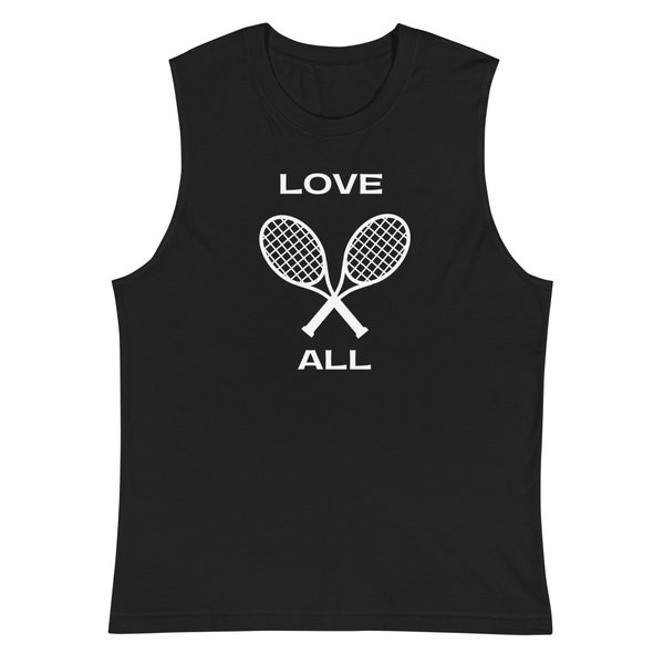 Tennis Player Muscle Tee, Workout Shirt, Running Tank, Cotton Top for Racquet Sports, Love Tennis, Activewear, Sports lovers