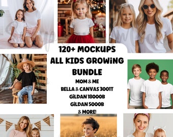 Kids Mockup Bundle, Mommy and Me Mockups Bundle, Gildan 5000B mock-up bundle, kids t-shirt mocks, Kids T-shirt mocks Bundle, 3001T Bundle