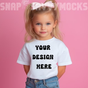 Gildan 5000B Youth White Shirt Mock Up, Kids T-Shirt Mockup, Scene Kids Digital Mocks, Gildan Youth Model Mock, Mockup Kids Clothes