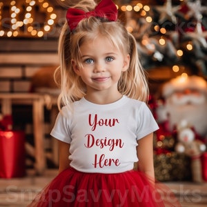 Bella Canvas 3001T Christmas Kids Shirt Mockup White T-shirt Mock Up Toddler Holiday Child Mockup Digital Download Jpg, Toddler Girl Mockup