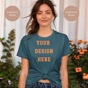 Bella Canvas 3001 Heather Deep Teal Mockup | Heather Deep Teal T Shirt Mockup | 3001 Heather Deep Teal Mockup | Shirt Mockup | Fall Shirt