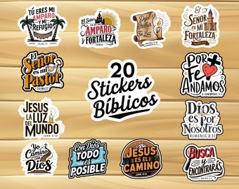 20 Spanish Bible Verses Bundle | Inspirational Sticker Bundle, | Frases Biblicas religiosas | Stickers Digitales | Frases Cristianas PNG