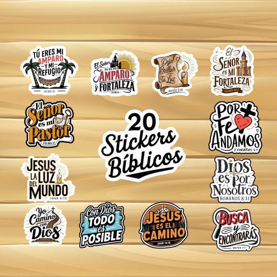 20 Spanish Bible Verses Bundle | Inspirational Sticker Bundle, | Frases Biblicas religiosas | Stickers Digitales | Frases Cristianas PNG