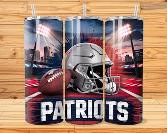 Patriots 20oz smal tumbler-omslag, sport 20oz tumbler png, maskot sublimeringstumbler PNG och JPG digital nedladdning, 20oz sublimeringsomslag.