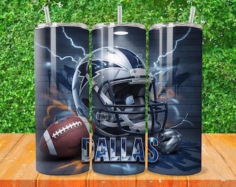Dallas 20oz Skinny Tumbler Wrap PNG, Sport 20oz Tumbler PNG, Mascot Sublimation Tumbler PNG Digital Download